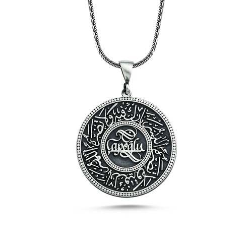 Kişiye Özel Arapça Kaligrafi Sanatlı Gümüş Kolye
