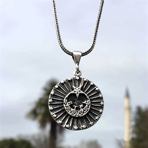 Ay Yıldız Göktürkçe Türk Yazılı Gümüş Kolye