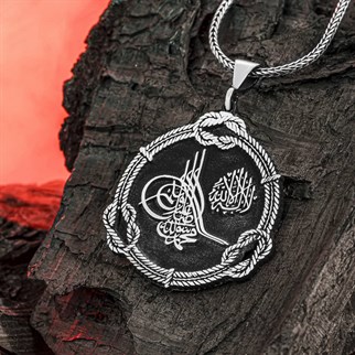 Osmanlı Tuğrası İşlemeli Gümüş Kolye